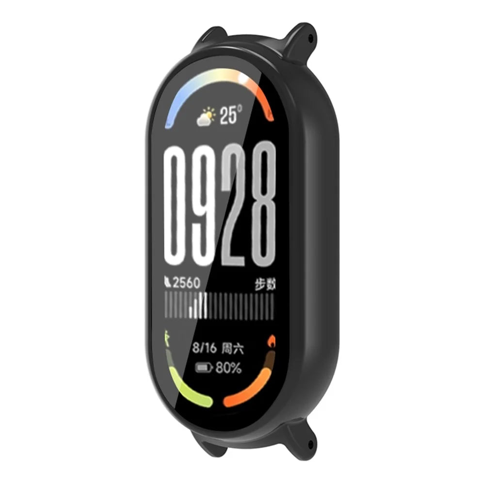 For Xiaomi Smart Band 10 NFC /  Band 10 Watch Case PC Cover with Tempered Glass Screen Film - Black - 2