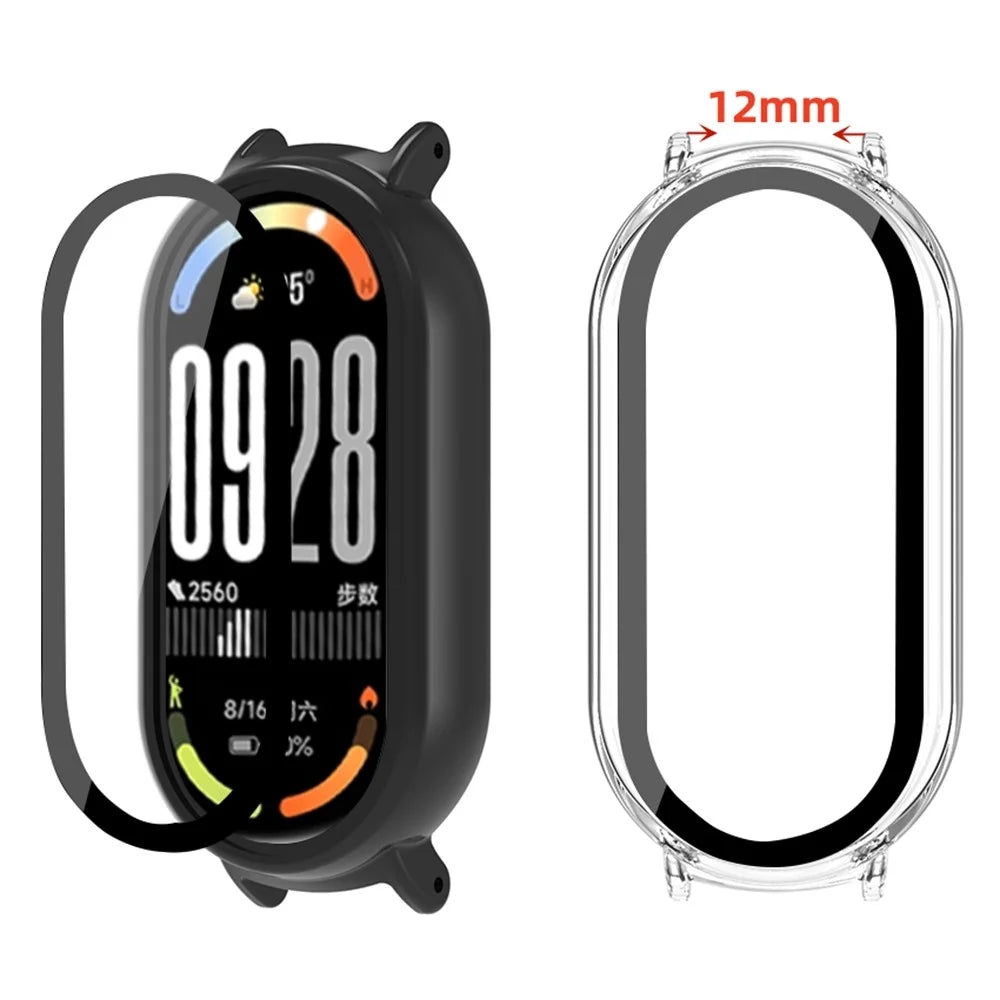 For Xiaomi Smart Band 10 NFC /  Band 10 Watch Case PC Cover with Tempered Glass Screen Film - Black - 4