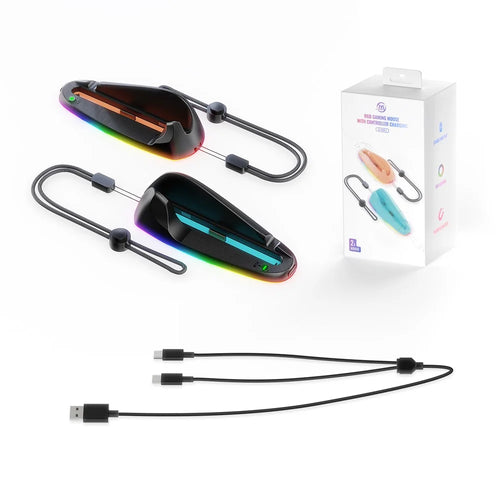 JYS JYS-NS2320 2Pcs for Nintendo Switch 2 Joy-Con Controller Mouse Dock RGB Light Magnetic Charging Base - Black - 1