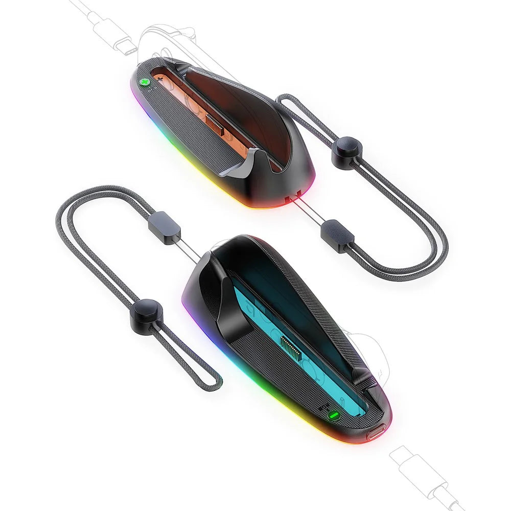 JYS JYS-NS2320 2Pcs for Nintendo Switch 2 Joy-Con Controller Mouse Dock RGB Light Magnetic Charging Base - Black - 2