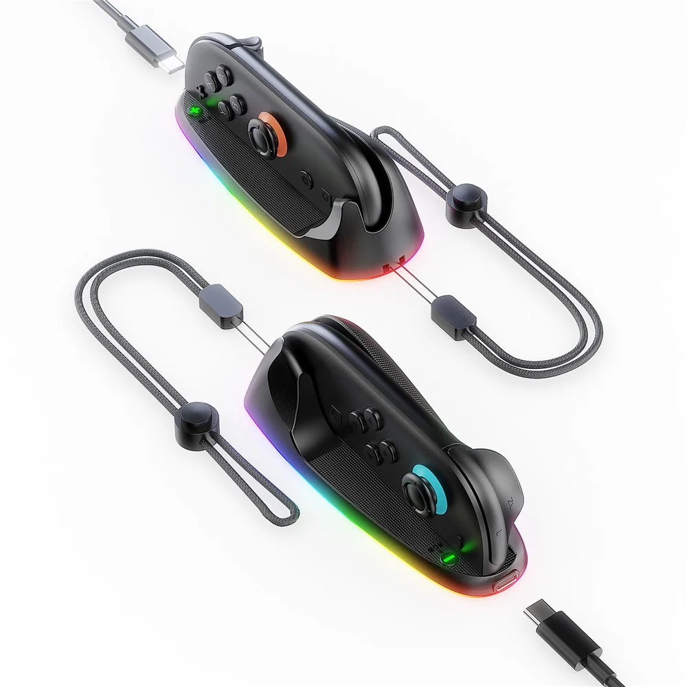 JYS JYS-NS2320 2Pcs for Nintendo Switch 2 Joy-Con Controller Mouse Dock RGB Light Magnetic Charging Base - Black - 3