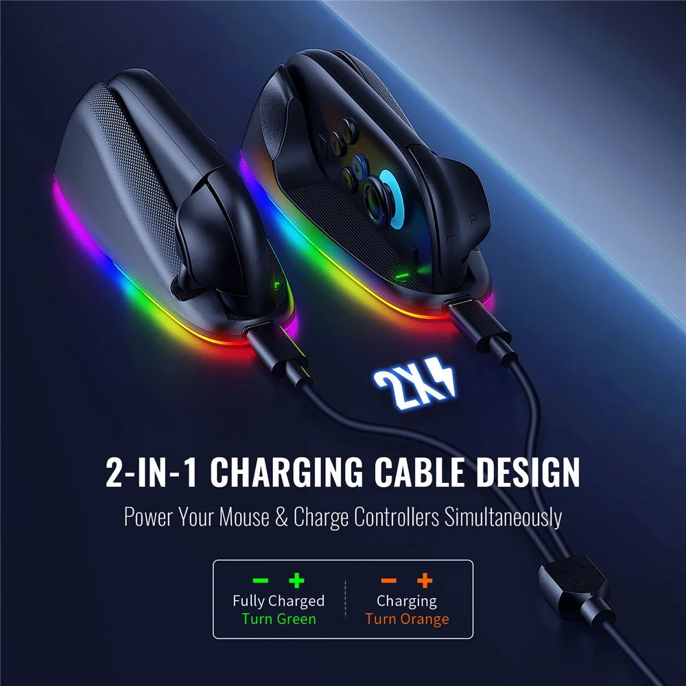 JYS JYS-NS2320 2Pcs for Nintendo Switch 2 Joy-Con Controller Mouse Dock RGB Light Magnetic Charging Base - Black - 6