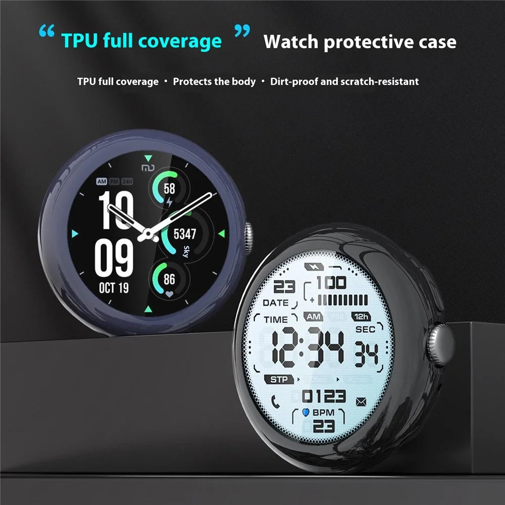For Google Pixel Watch 4 45mm Case Full Protection Anti Scratch Electroplated TPU Cover - Midnight Blue - 5
