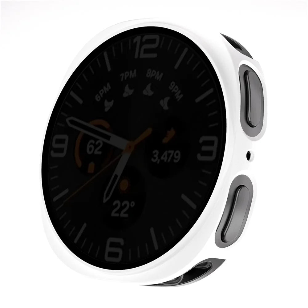For Samsung Galaxy Watch8 Classic 46mm PC Watch Case with Anti-Spy Screen Protector - White - 1