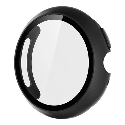 For Google Pixel Watch 4 45mm Hard PC Watch Protective Case with Tempered Glass Film - Black - 1