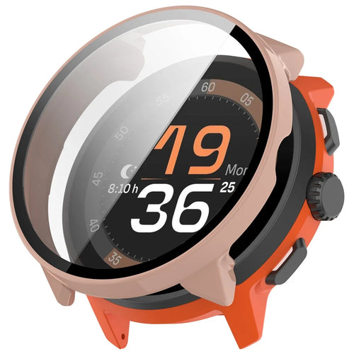For Suunto Run Watch Case PC Frame with Tempered Glass Screen Film - Pink - 1