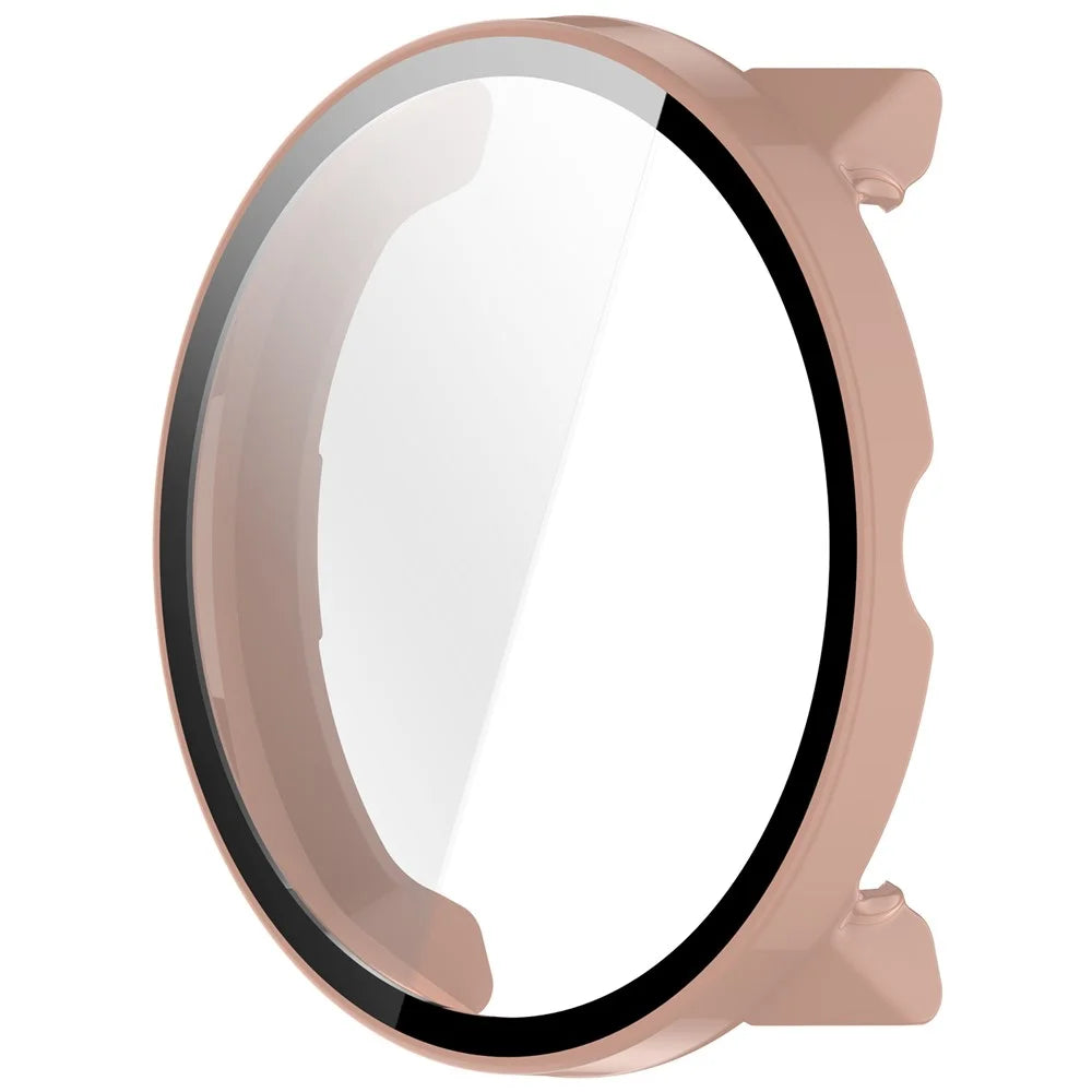 For Suunto Run Watch Case PC Frame with Tempered Glass Screen Film - Pink - 4