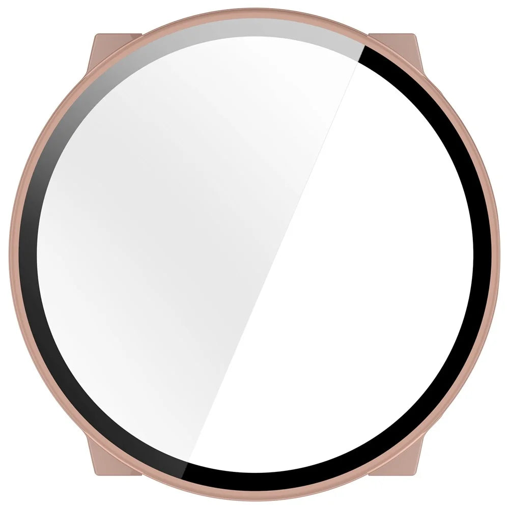 For Suunto Run Watch Case PC Frame with Tempered Glass Screen Film - Pink - 6
