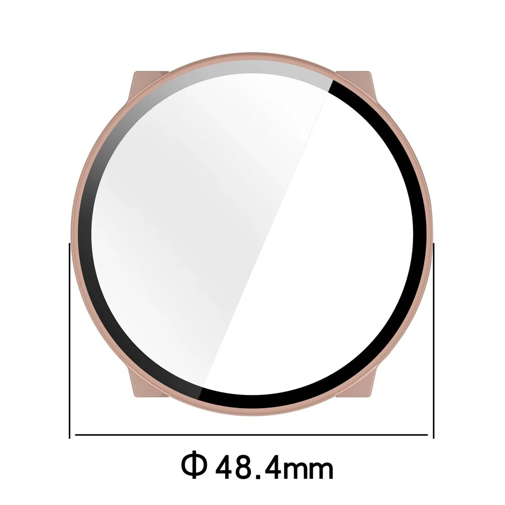 For Suunto Run Watch Case PC Frame with Tempered Glass Screen Film - Pink - 7