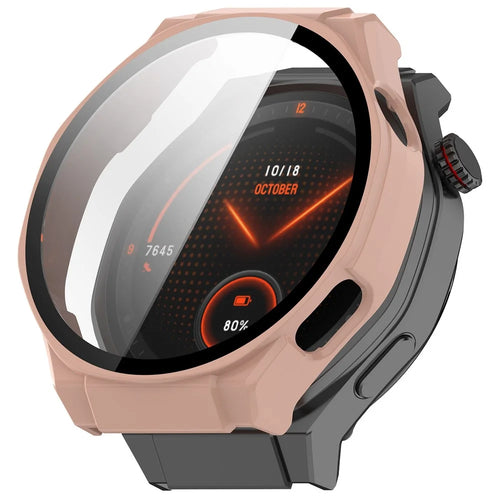 For Honor Watch 5 Ultra Watch Case PC Frame with Tempered Glass Screen Film - Pink - 1