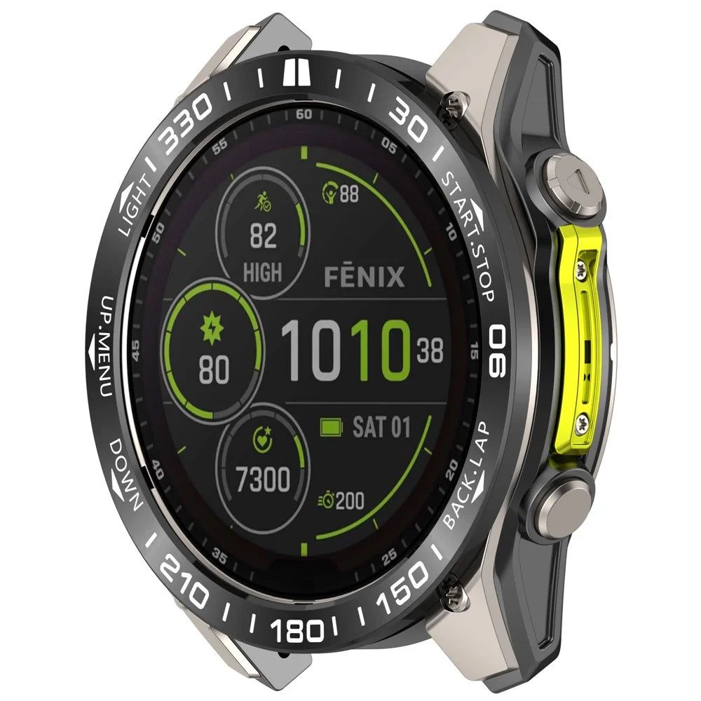 For Garmin quatix 8 51mm Watch Bezel Stainless Steel Protective Ring - Black / White - 2
