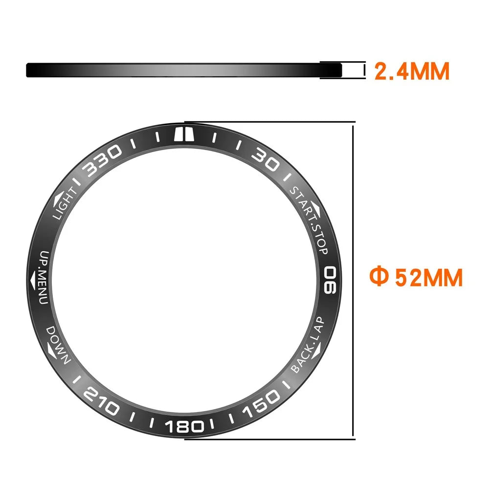 For Garmin quatix 8 51mm Watch Bezel Stainless Steel Protective Ring - Black / White - 6