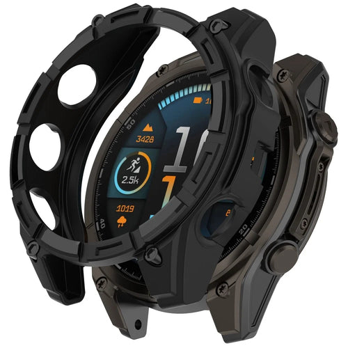 For Garmin quatix 8 51mm TPU Watch Case Hollow Shockproof Bumper Frame - Black - 1