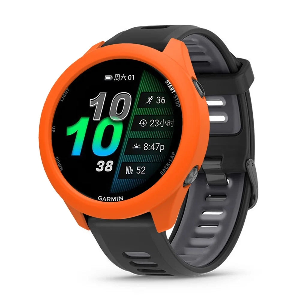 For Garmin Forerunner 970 Watch Case Soft Silicone Hollow Watch Frame Cover - Orange - 2
