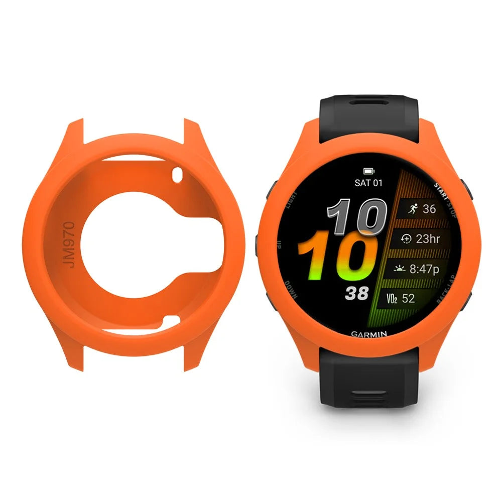 For Garmin Forerunner 970 Watch Case Soft Silicone Hollow Watch Frame Cover - Orange - 5