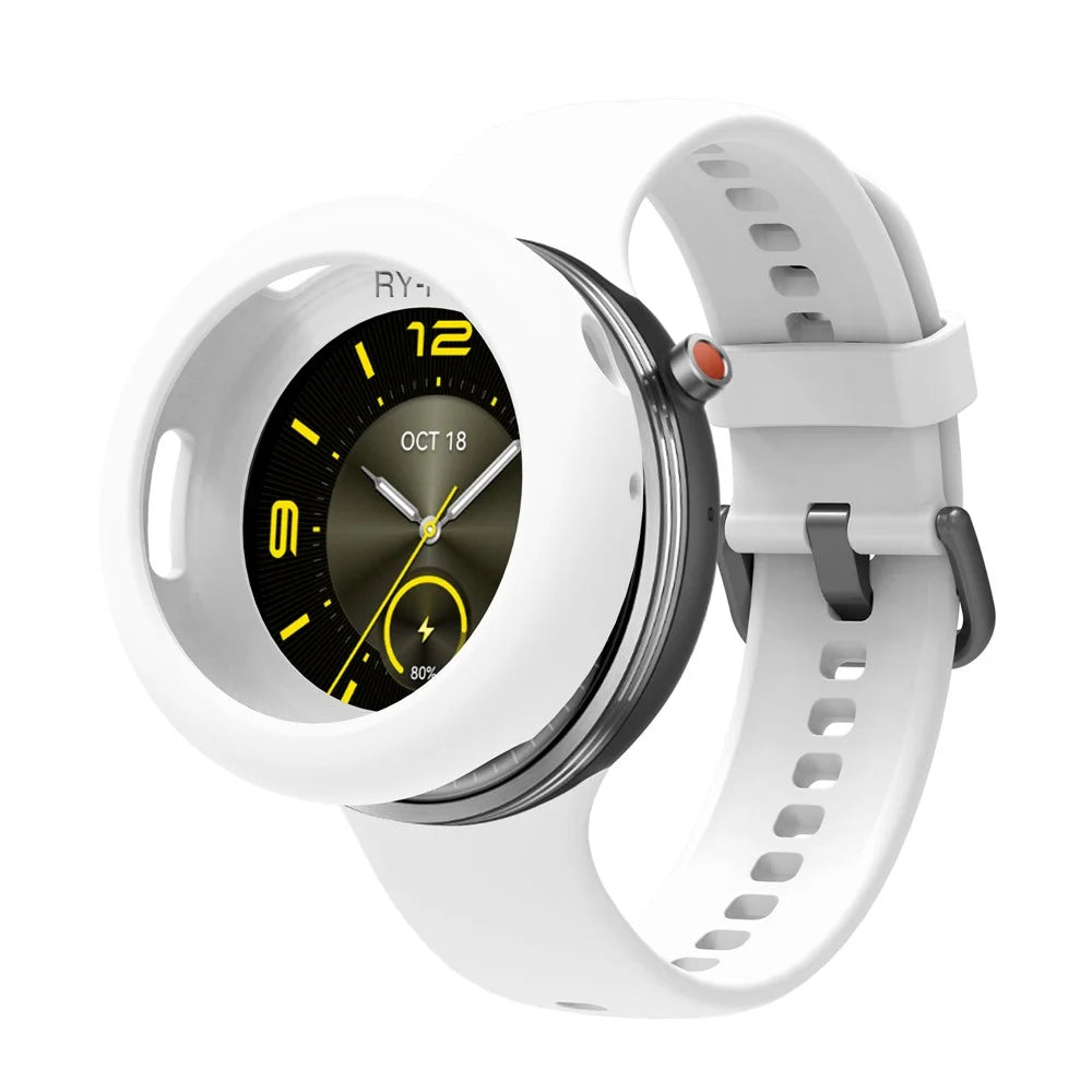 For Honor Watch Fit Vitality Edition Protective Case Shockproof Scratch Resistant Silicone Cover - White - 5