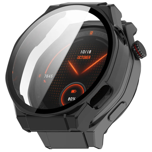 WANLONFENG For Honor Watch 5 Ultra Watch Case  PC Frame Cover with Tempered Glass Screen Protector - Black - 1