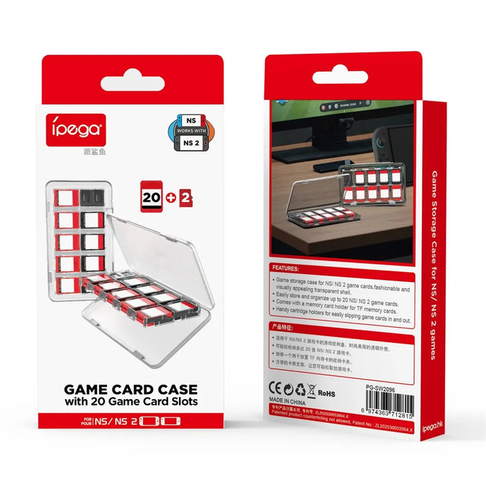 IPEGA PG-SW2096 For Nintendo Switch 2 Game Card Case Storage Box with 20 Game Slots + 2 TF Card Slots - 7
