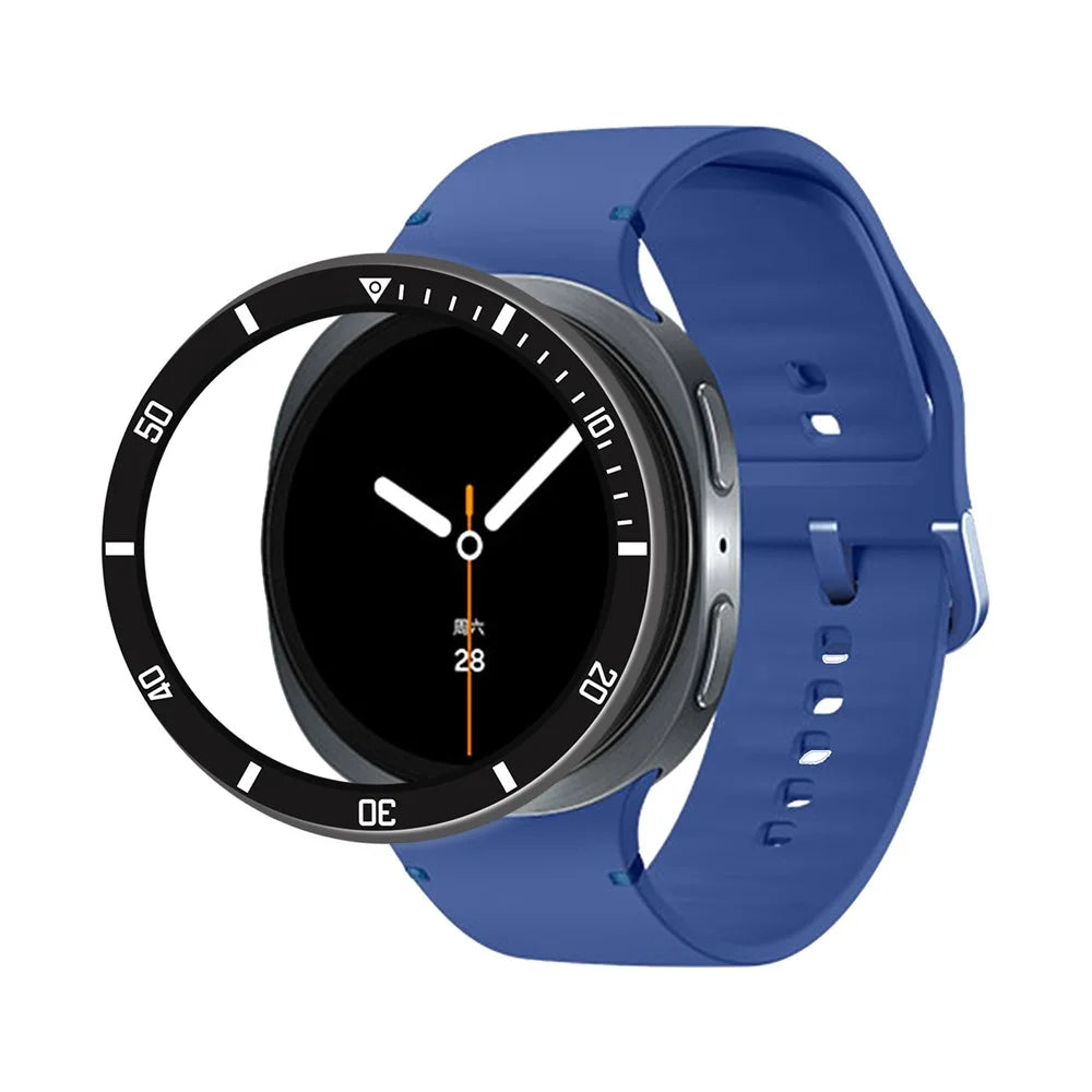 Style A For Samsung Galaxy Watch8 40mm Watch Bezel Aluminum Alloy Protective Ring - Black  /  White Markings - 2