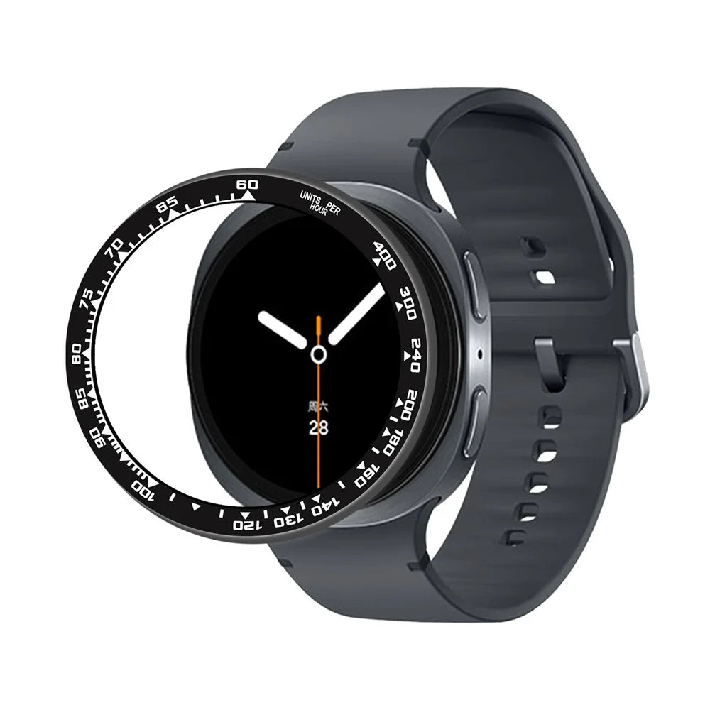 Style B For Samsung Galaxy Watch8 40mm Watch Bezel Aluminum Alloy Protective Ring - Black / White Markings - 2