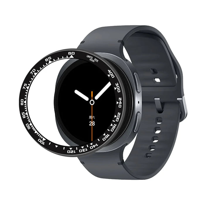 Style B For Samsung Galaxy Watch8 44mm Watch Bezel Aluminum Alloy Protective Ring - Black / White Markings - 2