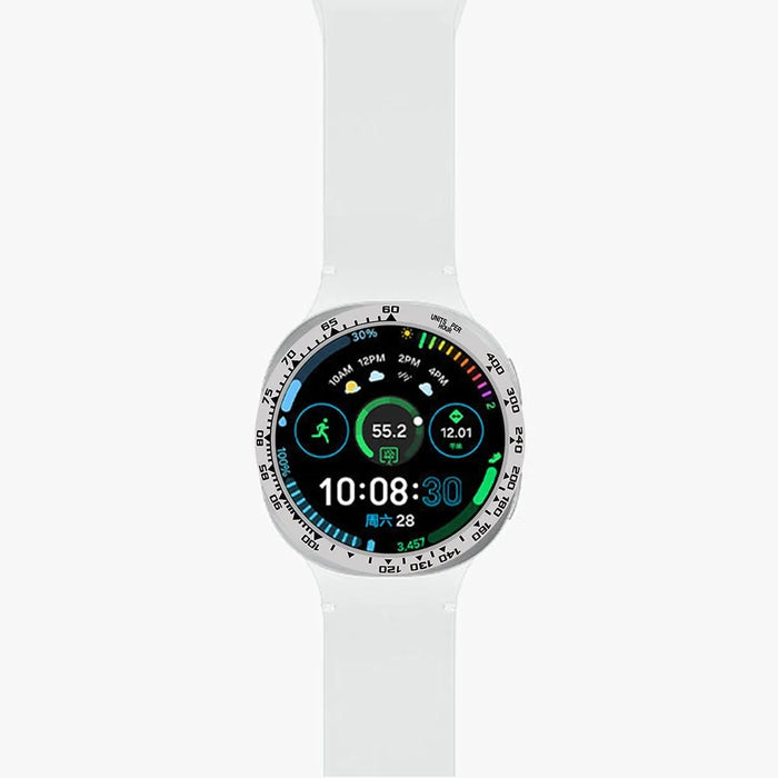 Style B For Samsung Galaxy Watch8 44mm Watch Bezel Aluminum Alloy Protective Ring - Black / White Markings - 4
