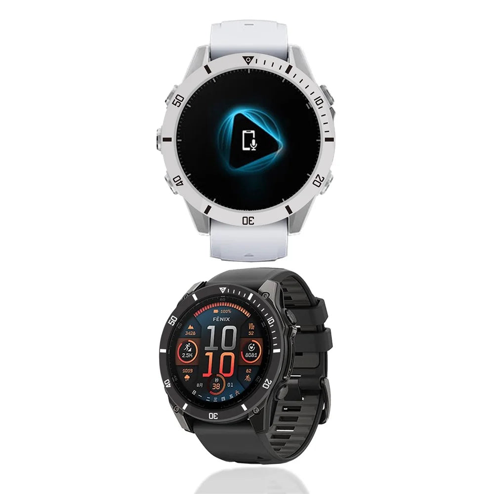 Style A For Garmin Fenix 8 MIP Solar 47mm Watch Bezel Aluminum Alloy Protective Ring - Silver  /  Black Markings - 3