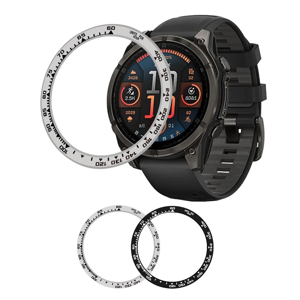 Style B For Garmin Fenix 8 AMOLED 51mm Watch Bezel Aluminum Alloy Protective Ring - Silver / Black Markings - 5
