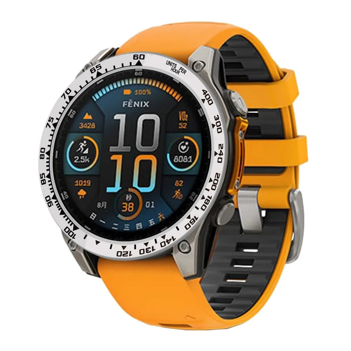 Style B For Garmin Fenix 8 AMOLED 47mm Watch Bezel Aluminum Alloy Protective Ring - Silver / Black Markings - 3