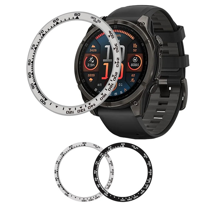 Style B For Garmin Fenix 8 AMOLED 47mm Watch Bezel Aluminum Alloy Protective Ring - Silver / Black Markings - 6