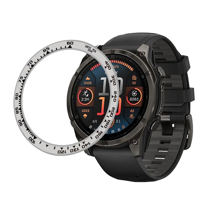 Style B For Garmin Fenix 8 AMOLED 43mm Watch Bezel Aluminum Alloy Protective Ring - Silver / Black Markings - 2