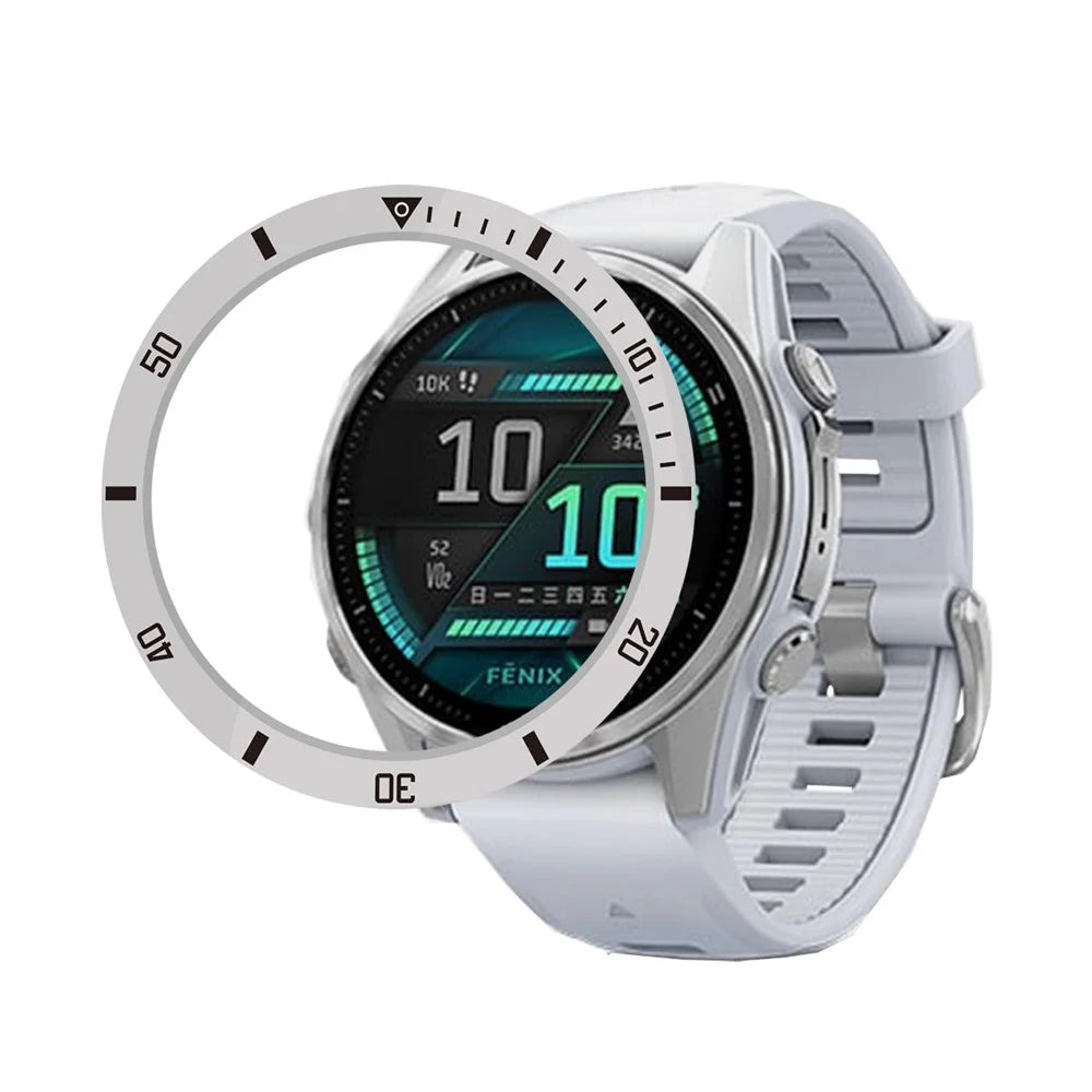 Style A For Garmin Fenix 8 AMOLED 51mm Watch Bezel Aluminum Alloy Protective Ring - Silver / Black Markings - 2