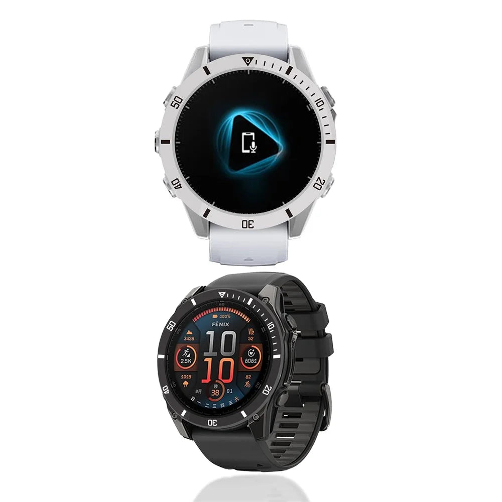 Style A For Garmin Fenix 8 AMOLED 51mm Watch Bezel Aluminum Alloy Protective Ring - Silver / Black Markings - 3