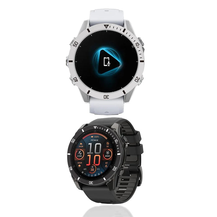 Style A For Garmin Fenix 8 AMOLED 47mm Watch Bezel Aluminum Alloy Protective Ring - Silver / Black Markings - 3