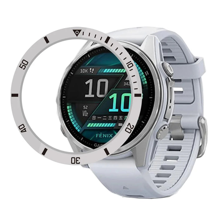 Style A For Garmin Fenix 8 AMOLED 43mm Watch Bezel Aluminum Alloy Protective Ring - Silver / Black Markings - 2