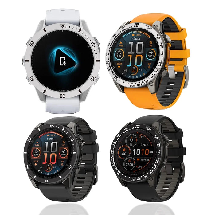 Style A For Garmin Fenix 8 AMOLED 43mm Watch Bezel Aluminum Alloy Protective Ring - Silver / Black Markings - 4