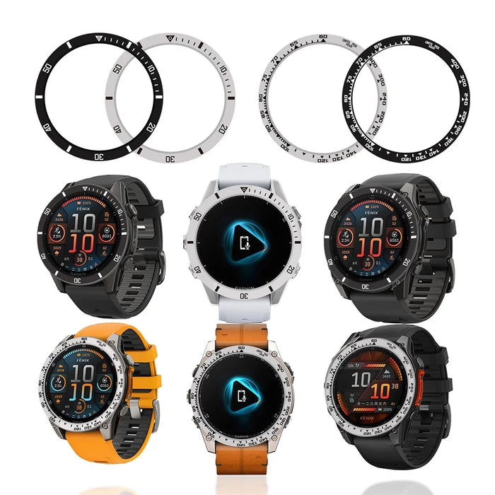 Style A For Garmin Fenix 8 AMOLED 43mm Watch Bezel Aluminum Alloy Protective Ring - Silver / Black Markings - 5