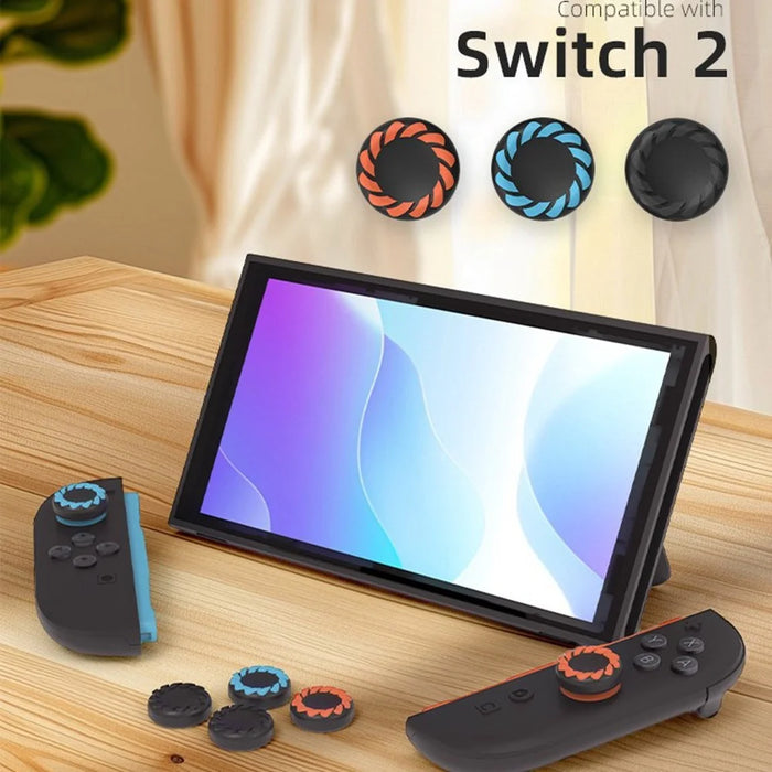 DATA FROG 4Pcs for Nintendo Switch 2 Joystick Caps Joy-Con Anti Slip Protective Thumb Grip Silicone Caps - Black+Orange+Blue - 5