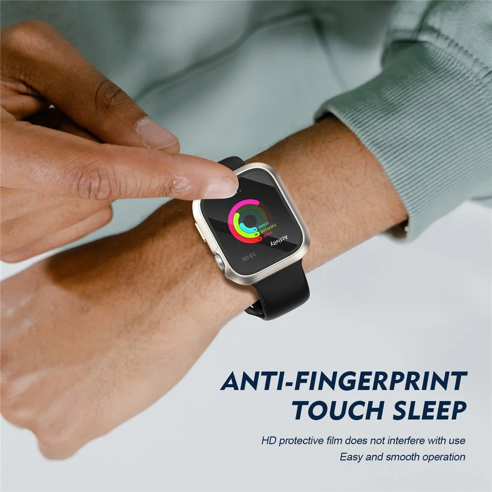 For Apple Watch Series 11 / 10 42mm Case Hard PC Watch Cover with HD Glass Film / Orange 3D Textured Button - Starlight - 6