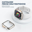 For Apple Watch Series 11 / 10 46mm Case Hard PC Watch Cover with HD Glass Film / Orange 3D Textured Button - Starlight - 4