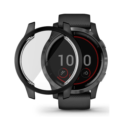 HAT PRINCE Electroplated TPU Full Coverage Anti-fall Smart Watch Case Shell for Garmin Venu 2 / Vivoactive 4 - Black - 1