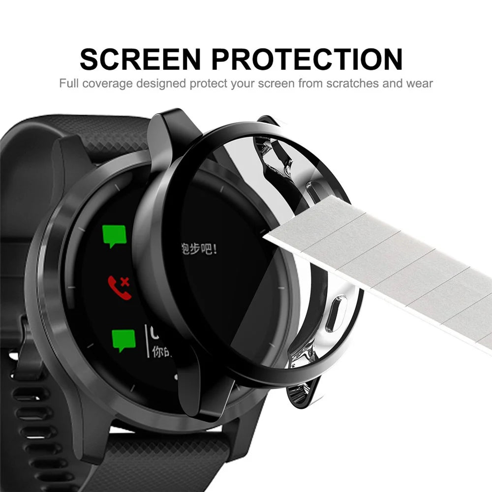 HAT PRINCE Electroplated TPU Full Coverage Anti-fall Smart Watch Case Shell for Garmin Venu 2 / Vivoactive 4 - Black - 6