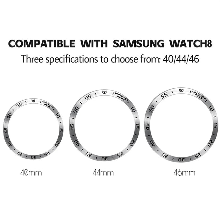 Type A for Samsung Galaxy Watch8 40mm Bezel Ring Metal Bezel Styling Dial Protective Case Cover - Black  /  White Characters - 3