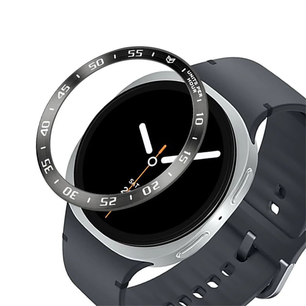 Type A for Samsung Galaxy Watch8 Classic 46mm Bezel Ring Metal Bezel Styling Dial Protective Case Cover - Black / White Characters - 1
