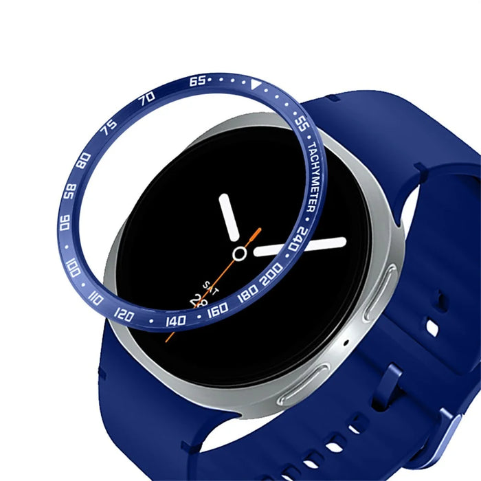 Type E for Samsung Galaxy Watch8 Classic 46mm Bezel Ring Anti Scratch Metal Watch Bezel Loop - Blue / White Characters - 1
