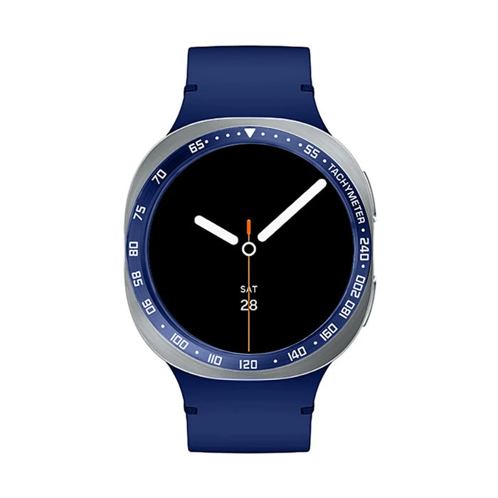 Type E for Samsung Galaxy Watch8 Classic 46mm Bezel Ring Anti Scratch Metal Watch Bezel Loop - Blue / White Characters - 2