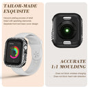 Watch Case for Apple Watch Series 9 / 8 / 7 45mm PC TPU Electroplated Watch Cover with Rhinestone Decor - Black - 4