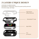 Watch Case for Apple Watch Series 9 / 8 / 7 45mm PC TPU Electroplated Watch Cover with Rhinestone Decor - Black - 6