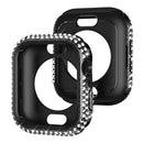 Watch Case for Apple Watch Series 9 / 8 / 7 41mm PC TPU Electroplated Watch Cover with Rhinestone Decor - Black - 1