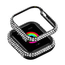 Watch Case for Apple Watch Series 9 / 8 / 7 41mm PC TPU Electroplated Watch Cover with Rhinestone Decor - Black - 2
